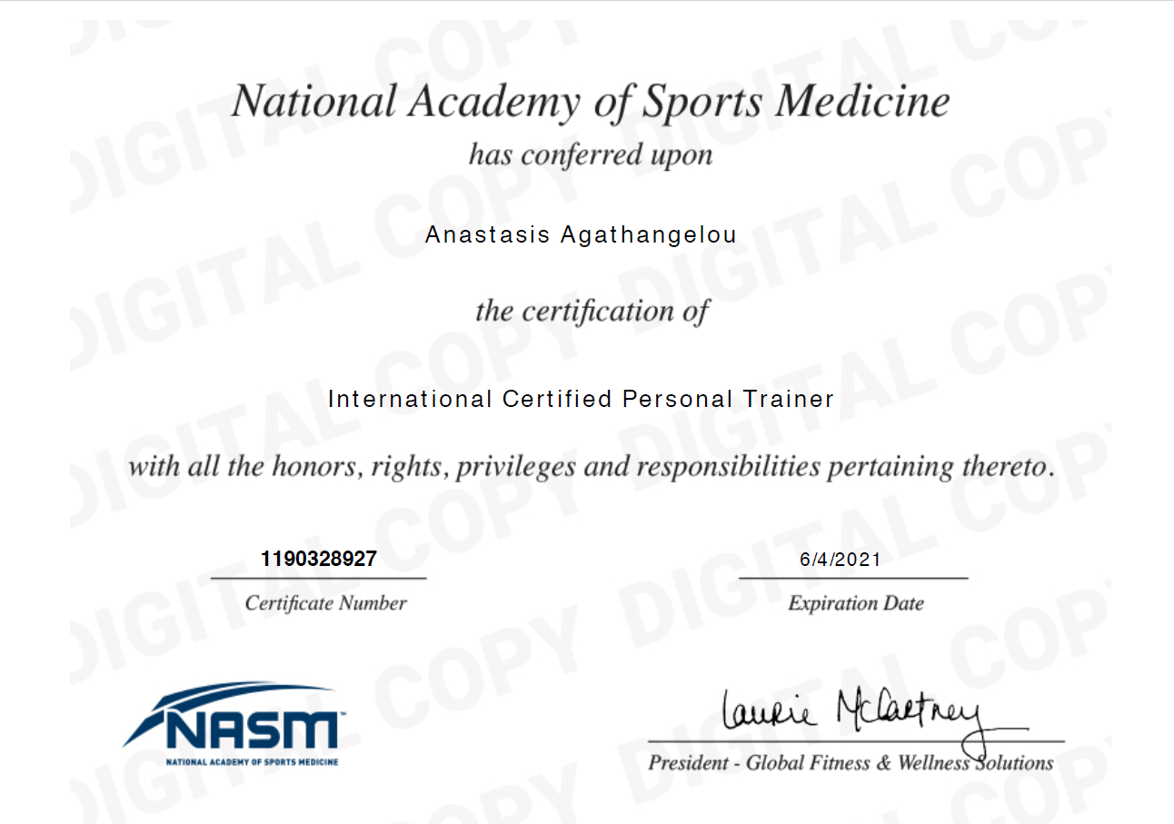 NASM Certification - Tassos