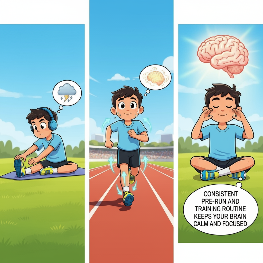consistent pre-run and training routine keeps your brain calm and focused.